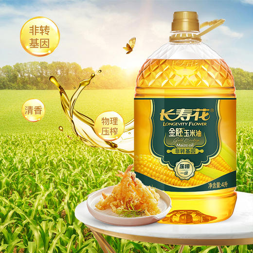 长寿花金胚玉米油4L*1桶非转基因物理压榨一级食用油烘焙植物油 商品图1