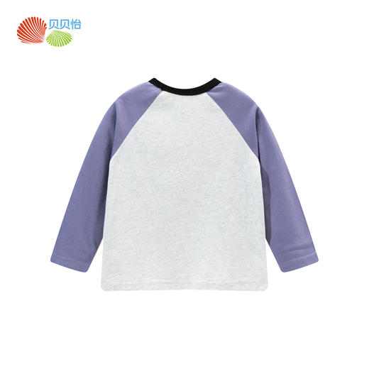 贝贝怡童装男童全棉长袖T恤柔软舒适上衣可爱熊撞色插肩袖打底衫ZB3DS008 商品图5