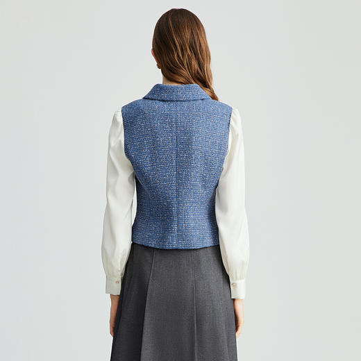 EITIE爱特爱复古假两件飘带翻领收腰显瘦气质香风小上衣新款C2413414 商品图4