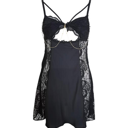 【给人一种若隐若现！夏天性感睡衣女温柔穿搭】性感女，面料舒适柔软透气，纯欲，蕾丝花边带胸垫吊带睡衣辣妹装L 商品图4