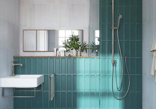 CHA-MKLAMML025 100*300mm 哑面凹面墨绿花砖 商品图1