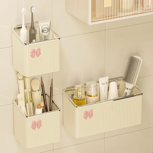 卫生间洗手台置物架浴室厕所免打孔壁挂牙刷牙膏梳子剃须刀收纳筒 商品图8