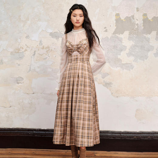 复古浪漫格纹吊带背心连衣裙秋季吊带裙MC88DR520 商品图3