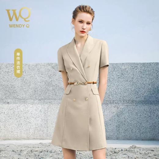 夏季新款高端OL时尚双排扣连衣裙短袖女气质主持人职业装西装裙 商品图1