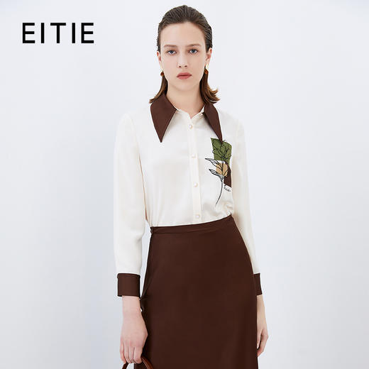 EITIE爱特爱秋季新款气质通勤舒适百搭显瘦撞色衬衫7509207 商品图0