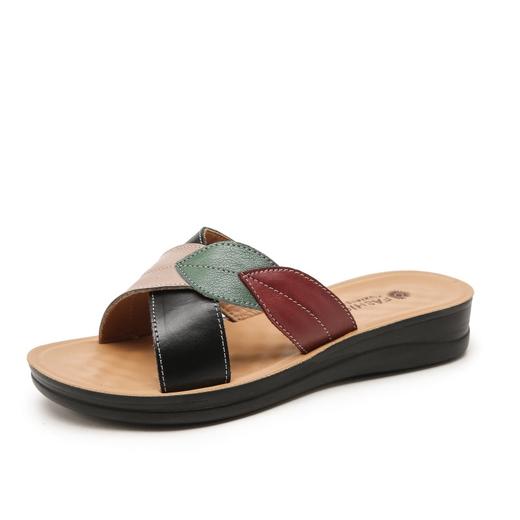 【百搭新宠❗️时尚休闲气质凉拖】优质皮料，设计感舒适不易挤脚，宽松舒适，妈妈外穿拖鞋，防滑凉拖真皮中老年人L 商品图5