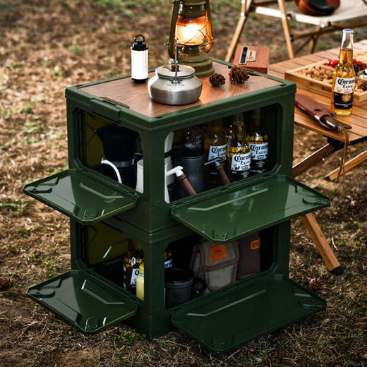 户外野营便携式储物盒子折叠收纳箱露营车载木盖置物箱野餐整理箱 商品图2