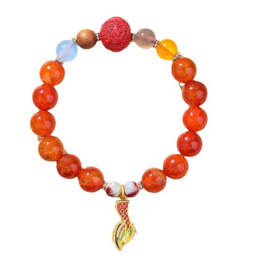 「礼盒装！龙年吉运」香积鸡鸣九紫离火龙鳞红玛瑙龙灵珠本命年手串时尚饰品 商品图4