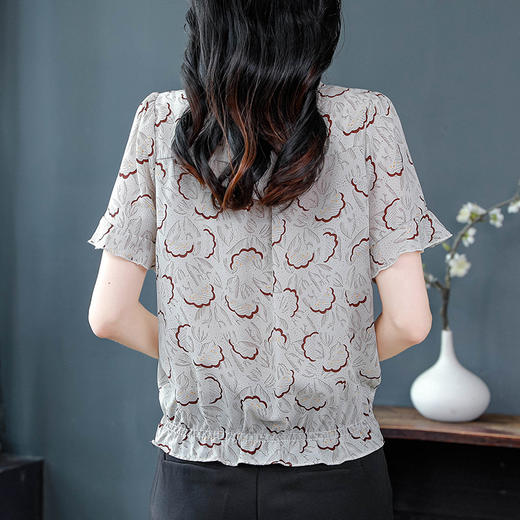 KQL A83N9092时尚碎花雪纺衫气质印花 商品图3