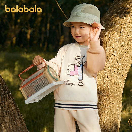 巴拉巴拉童装男童卫衣女童春秋装新款宝宝圆领上衣舒适休闲潮 商品图0