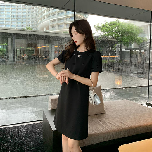 [奢姿轻奢系列]法式打钻连衣裙大码女装夏季新款胖妹妹气质裙子8942825742 商品图2