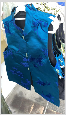 临时上架 |盛唐牡丹 |宝蓝色真丝漳绒对襟马甲