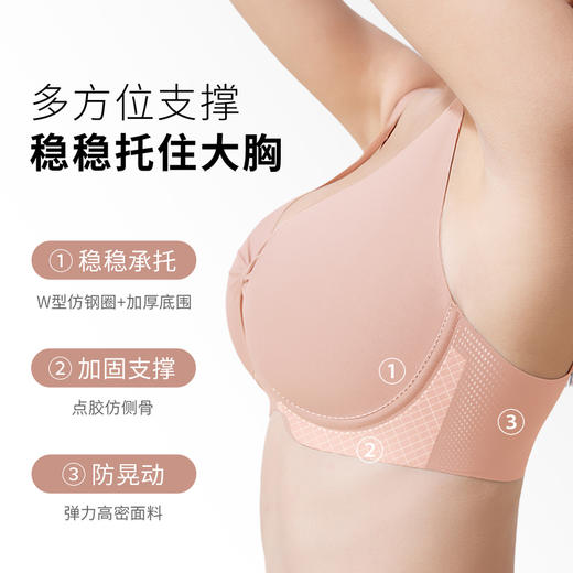 [简生活]无痕无钢圈全罩杯显瘦舒适大胸内衣女薄款胸罩 商品图3