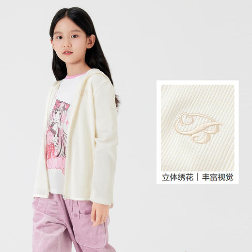 巴拉巴拉女童外套新款秋装中大童短款运动连帽条纹儿童上衣潮 商品图3