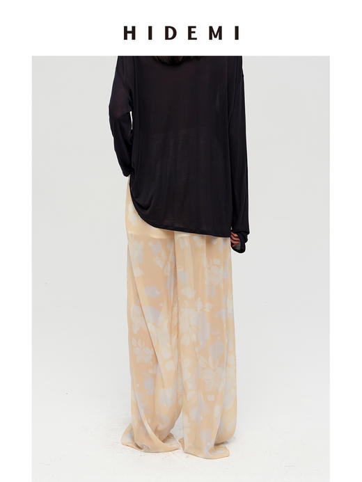 HIDEMI 设计感艺术感水波柔雾印花清透感油画系列微透长裤 商品图3