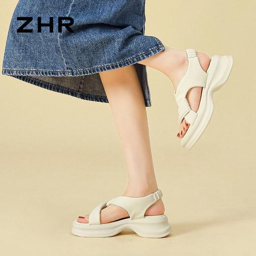 ZHR则则简约厚底凉鞋女2024夏新款时尚百搭轻盈透气耐磨凉鞋显高 商品图4