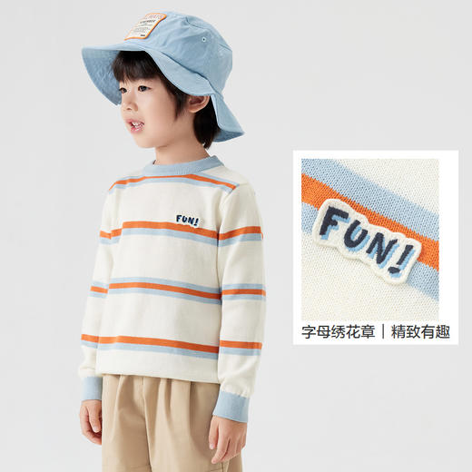 巴拉巴拉童装宝宝针织衫男童毛衣秋装套头打底衫纯棉刺绣洋气亲子 商品图3