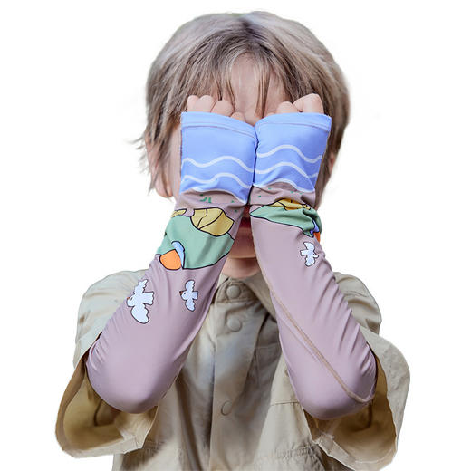 【Lemonkid，一起探索童年生活的乐趣~】柠檬宝宝儿童冰袖 夏季防晒冰丝 卡通印花女童 男童户外护臂袖套-QQ 商品图4