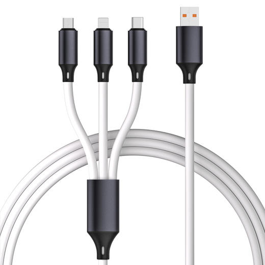 真硅胶二拖三数据线适用苹果15华为手机快充五合一5in1快充充电线 商品图5