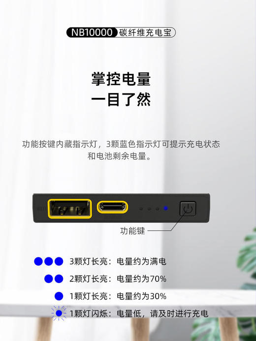 NITECORE 奈特科尔 碳纤10000毫安移动电源 充电宝 3C认证可上飞机 商品图5