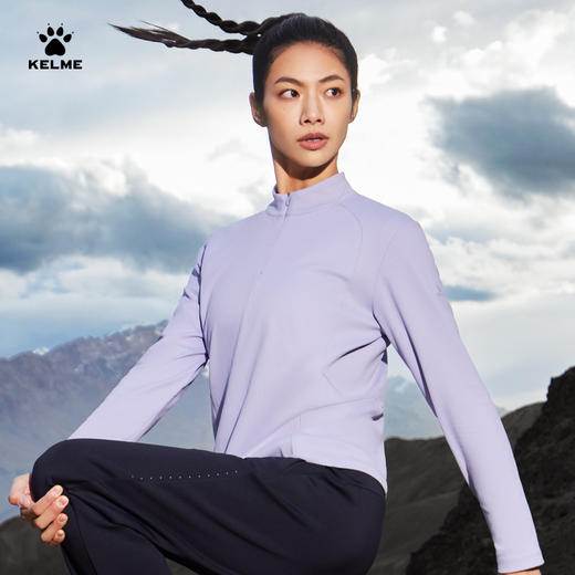 卡尔美秋季新款乘风燃跑系列女士半开襟长袖T恤 商品图0