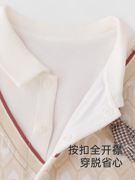 英氏婴儿衣服秋冬保暖羊毛连体衣男童2024新款连身衣YRHAJ3Q592A 商品图2