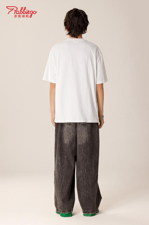 赤兔嗨购精梳长绒棉T恤宽松重磅休闲男女同款24年新品微落肩短袖 商品图4