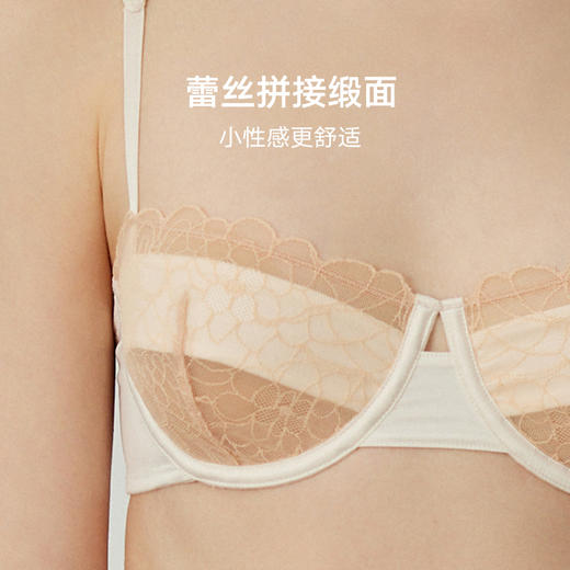 弗利少女蕾丝软钢圈内衣1/2半杯文胸超薄 宽肩带女士小胸胸罩套装 商品图3