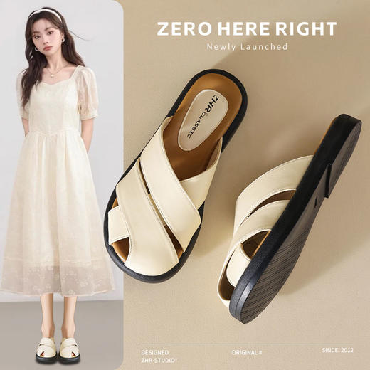 ZHR则则平底包头女外出拖鞋2024夏季新款外穿复古懒人凉拖鞋防滑 商品图0