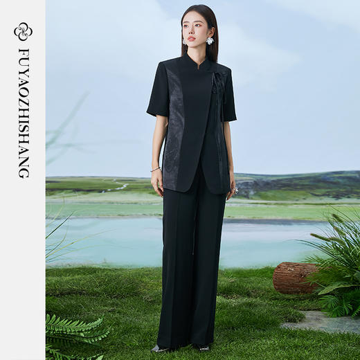 FUYAO扶摇 夏季薄款外套女2024夏季新款国风立领西服上衣气质通勤 商品图2