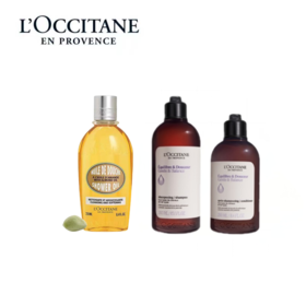 【欧舒丹套组】B1F 全新平衡洗护套装（平衡洗发水300ml+平衡护发素250ml+甜扁桃沐浴油250ml）