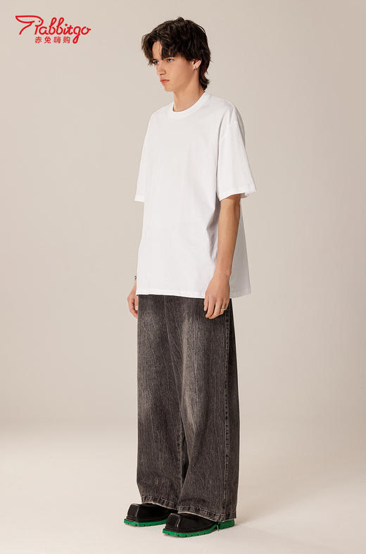 赤兔嗨购精梳长绒棉T恤宽松重磅休闲男女同款24年新品微落肩短袖 商品图9
