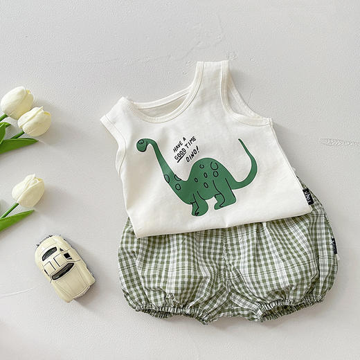 【背心套装，清凉透气，适合夏日穿着】陈大猪同款童装夏季儿童 男童衣服 男宝宝小童婴儿背心套装 洋气帅气薄款-QQ 商品图3