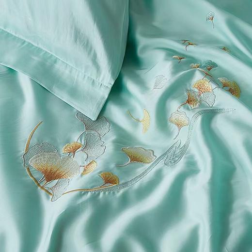 【春上新】10楼 富安娜天丝床单四件套-小确杏（绿色）    吊牌价2980元  活动价1299元 商品图1