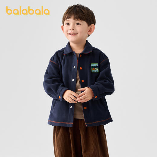 巴拉巴拉童装儿童2024年新款春秋装抗静电摇粒绒外套男童女童衬衫 商品图2