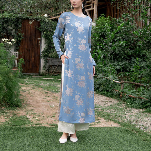 【林栖设计小店】（现货，可双面穿）优雅提花衬衣复古开衩宽松显瘦双面穿2024秋季新品长衫女1943072（需要另外搭配裤子或者半裙） 商品图7