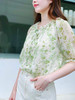 【百图lulu定制】【绿影雪纺衫】【现货】水墨画 绿影婆娑 木耳边 短袖雪纺衫 商品缩略图2