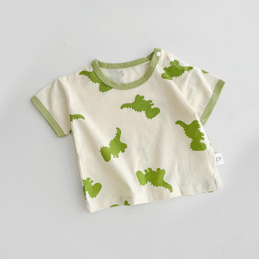【超萌恐龙卡通造型，舒适透气面料】超萌婴儿衣服夏装 男女宝宝卡通恐龙短袖两件套 新生儿夏天衣服可爱恐龙-QQ 商品图6