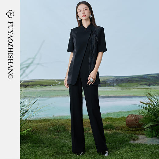 FUYAO扶摇 夏季薄款外套女2024夏季新款国风立领西服上衣气质通勤 商品图3