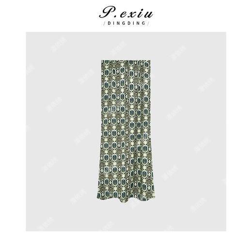 04-1潘依绣丁丁宠粉中式复古印花优雅气质包臀半身裙 W-62218 商品图2