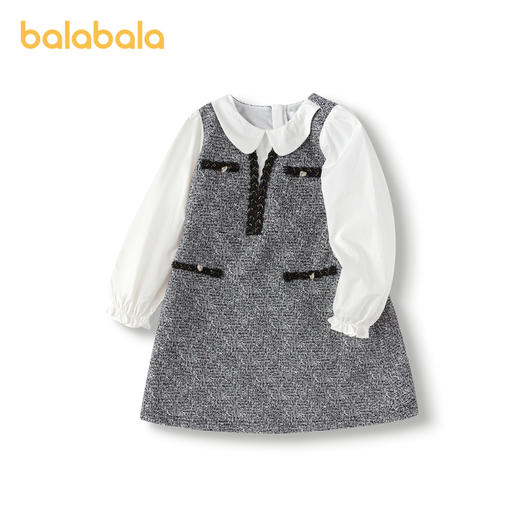 巴拉巴拉童装女童连衣裙秋装新款儿童小香风假两件裙子洋气潮 商品图4