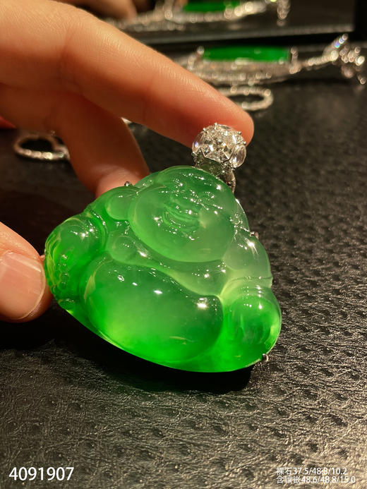 玻璃种艳绿佛公吊坠【4091907】具体价格微信咨询 商品图2