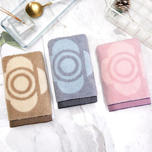 洁丽雅（Grace）毛巾家纺 简爱纯棉舒适毛巾 76cm*35cm 兰色+紫色+棕色 3条装 商品图3