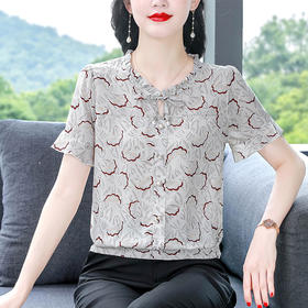 KQL A83N9092时尚碎花雪纺衫气质印花