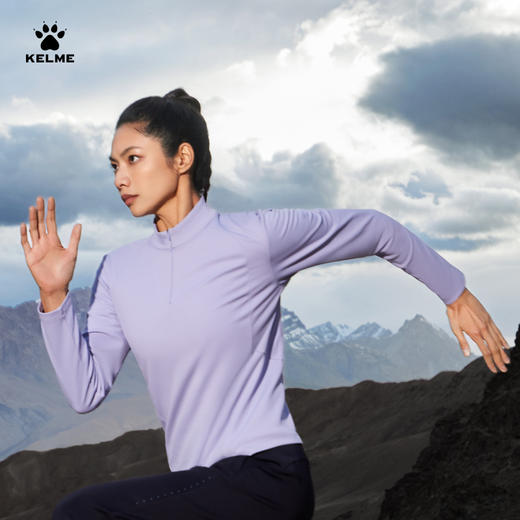 卡尔美秋季新款乘风燃跑系列女士半开襟长袖T恤 商品图1