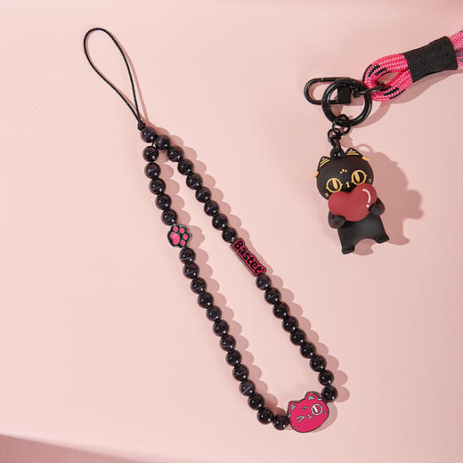 大英博物馆 盖亚·安德森猫和她的朋友们系列 黑粉 发发 萌趣 手机绳 车挂 车钥匙挂 多功能手串 商品图2