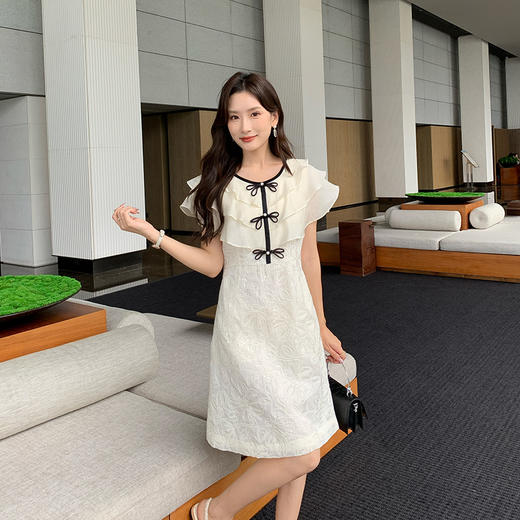 [奢姿轻奢系列]亮片绣花连衣裙大码女装夏季新款胖妹妹荷叶边裙子8942890078 商品图4