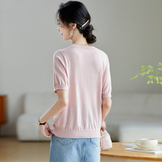 冰丝正肩短袖t恤，气质圆领上衣薄款CC-QL-9000 商品图3