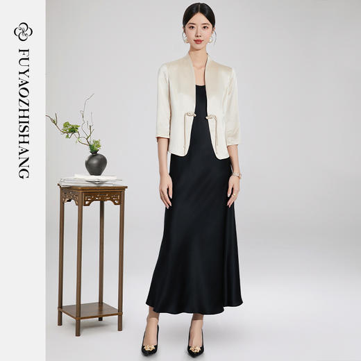 FUYAO扶摇 盘扣西装套装裙女夏季新款高级感气质吊带连衣裙两件套 商品图3