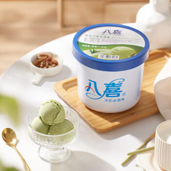 八喜 冰淇淋 绿茶口味1100g*1桶 家庭装 生牛乳冰淇淋大桶 商品图1